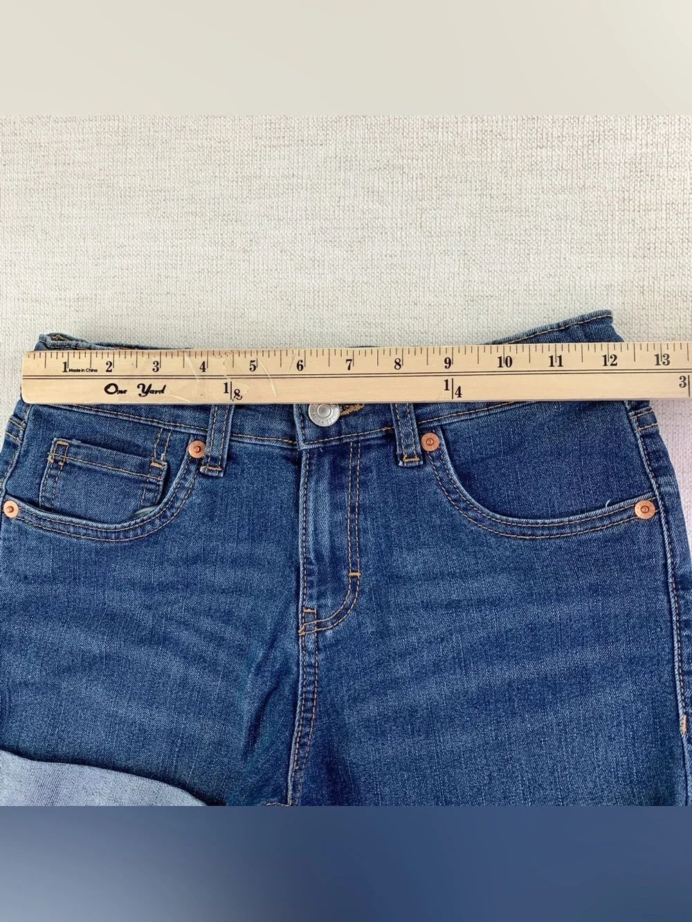 Levi's girl's Denim Roll-Cuff Shorts adjustable waist stretch size 12